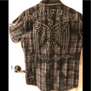 Affliction BLKpremium short sleeve button up shirt